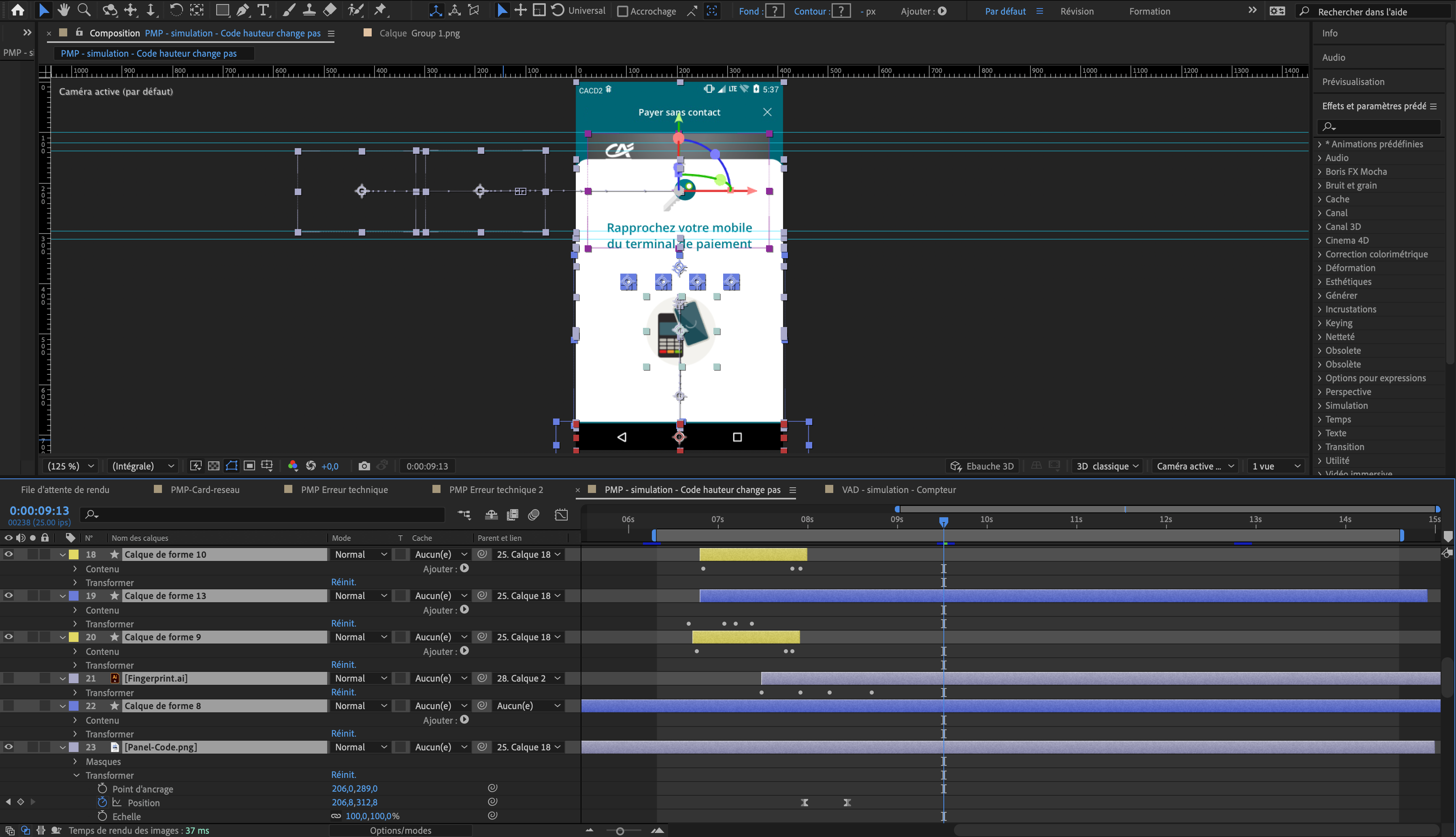 Animation After Effects, état d'erreur